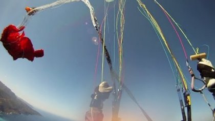 Paraglider tandem acro test flight gone bad - spectacular incident