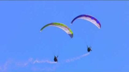 Freestyle paragliding, ground action.