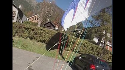 paraglider landing at friend's apartment